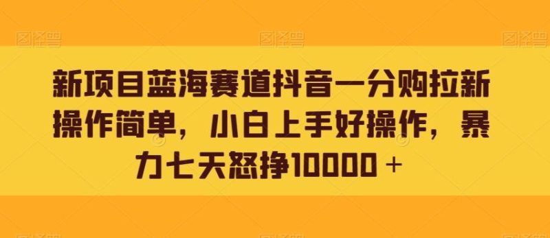 新项目蓝海赛道抖音一分购拉新操作简单，小白上手好操作，暴力七天怒挣10000＋-云创智库