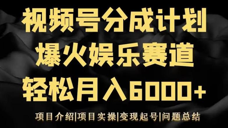 视频号创作分成计划之娱乐赛道轻松日入500+-云创智库