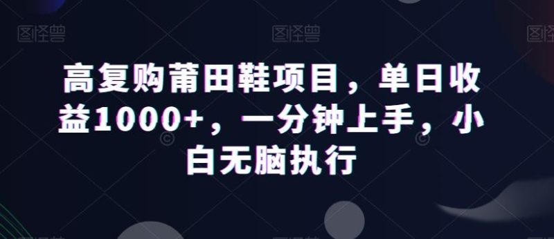 高复购莆田鞋项目，单日收益1000+，一分钟上手，小白无脑执行-云创智库