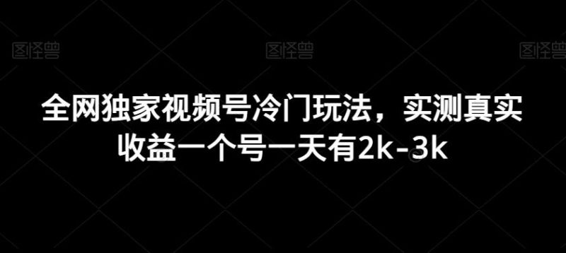 全网独家视频号冷门玩法，实测真实收益一个号一天有2k-3k-云创智库