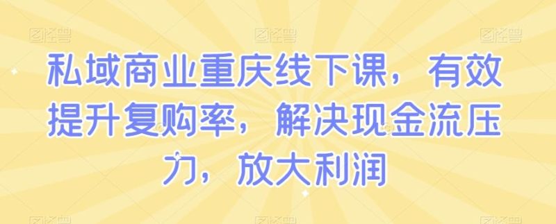 私域商业重庆线下课，有效提升复购率，解决现金流压力，放大利润-云创智库