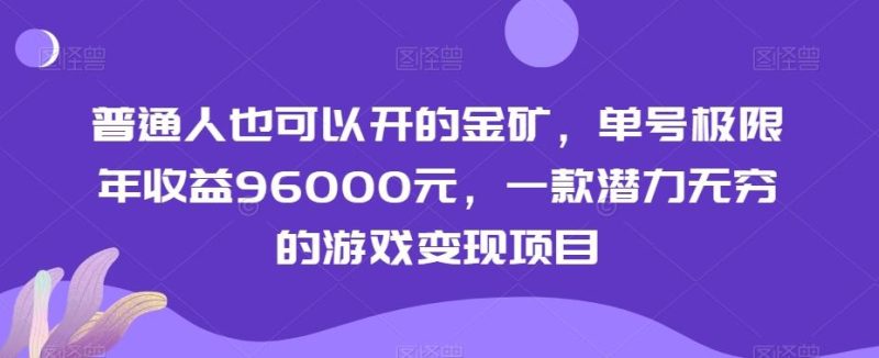 普通人也可以开的金矿，单号极限年收益96000元，一款潜力无穷的游戏变现项目【揭秘】-云创智库