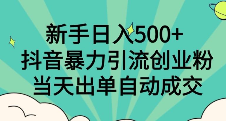 新手日入500+，抖音暴力引流创业粉，当天出单自动成交-云创智库