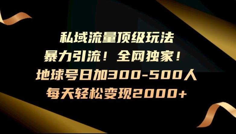 暴力引流，全网独家，地球号日加300-500人，私域流量顶级玩法，每天轻松变现2000+-云创智库