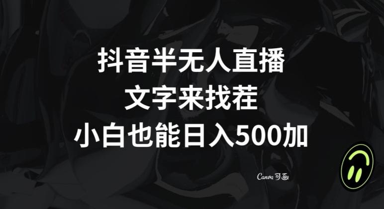 抖音半无人直播，文字来找茬小游戏，每天收益500+【揭秘】-云创智库