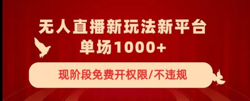无人直播新平台新玩法，现阶段免费开授权，不违规，单场收入1000+【揭秘】-云创智库