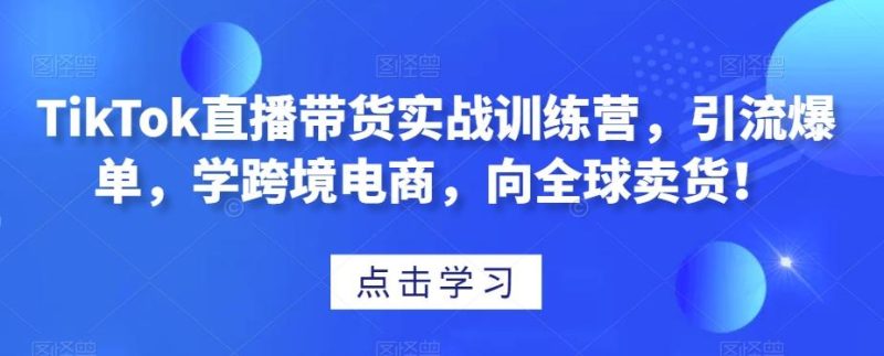 TikTok直播带货实战训练营，引流爆单，学跨境电商，向全球卖货！-云创智库