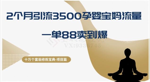 十万个富翁修炼宝典之13.2个月引流3500孕婴宝妈流量，一单88卖到爆-云创智库