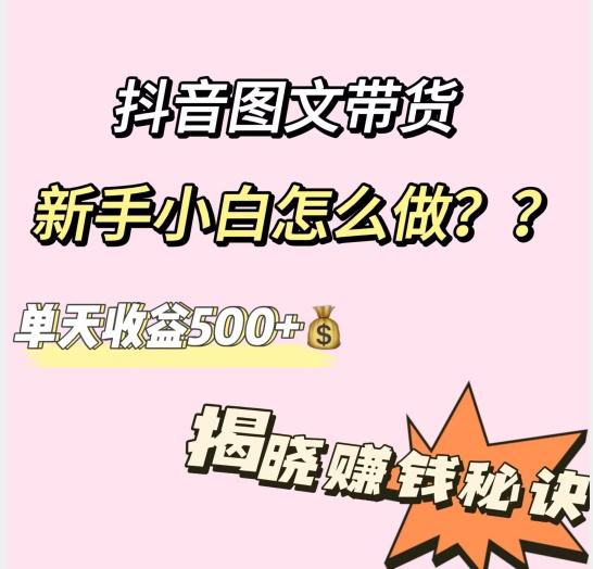 抖音图文带货，新手小白怎么做？单天收益500+【揭秘赚钱秘诀】-云创智库