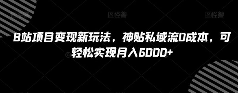 B站项目变现新玩法，神贴私域流0成本，可轻松实现月入6000+【揭秘】-云创智库