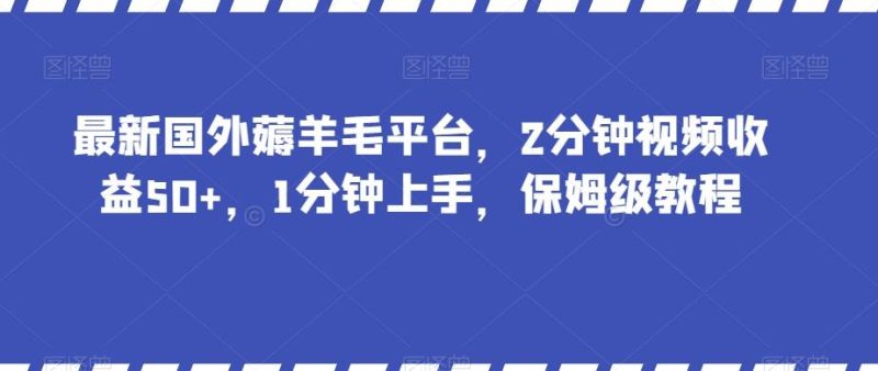 最新国外薅羊毛平台，2分钟视频收益50+，1分钟上手，保姆级教程【揭秘】-云创智库