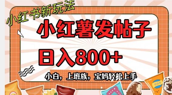 小红薯发日常帖子，日入800+小白专属项目可批量操作-云创智库