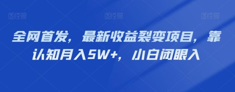 全网首发，最新收益裂变项目，靠认知月入5W+，小白闭眼入-云创智库