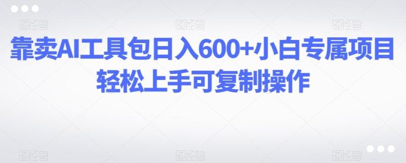 靠卖AI工具包日入600+小白专属项目轻松上手可复制操作-云创智库