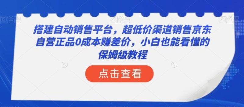 搭建自动销售平台，超低价渠道销售京东自营正品0成本赚差价，小白也能看懂的保姆级教程【揭秘】-云创智库