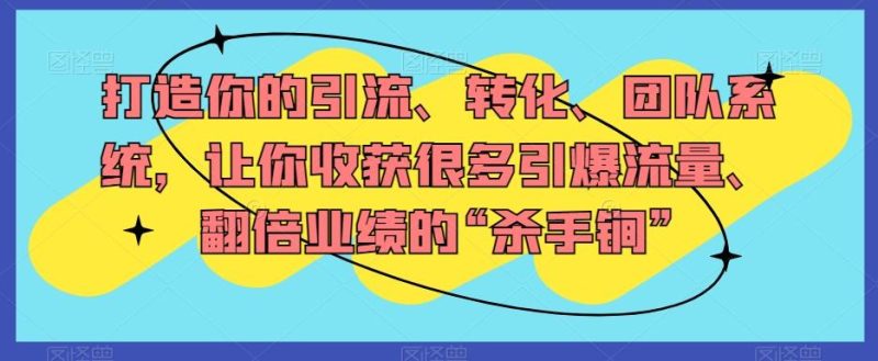 打造你的引流、转化、团队系统，让你收获很多引爆流量、翻倍业绩的“杀手锏”-云创智库