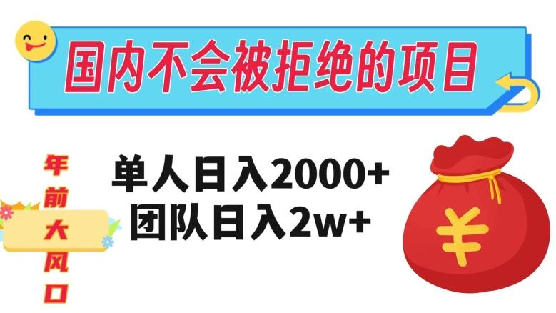 在国内不怕被拒绝的项目，单人日入2000，团队日入20000+【揭秘】-云创智库