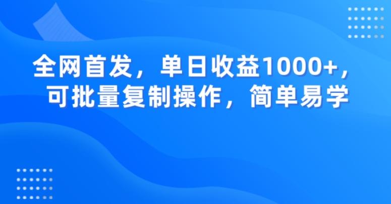 全网首发，单日收益1000+，可批量复制操作，简单易学【揭秘】-云创智库