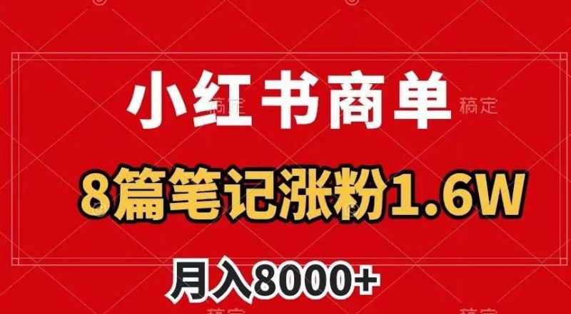 小红书商单最新玩法，8篇笔记涨粉1.6w，作品制作简单，月入8000+【揭秘】-云创智库