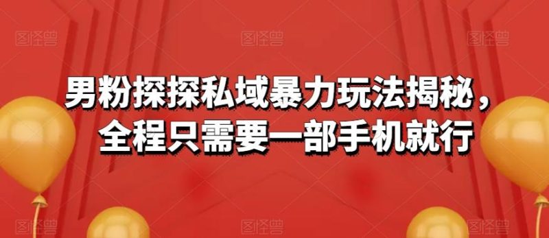 男粉探探私域暴力玩法揭秘，全程只需要一部手机就行-云创智库