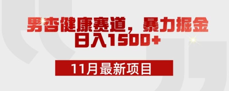 11月最新项目，男杏健康赛道，暴力掘金，日入1500+-云创智库