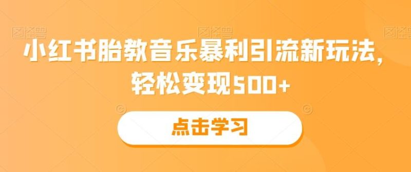 小红书胎教音乐暴利引流新玩法，轻松变现500+-云创智库