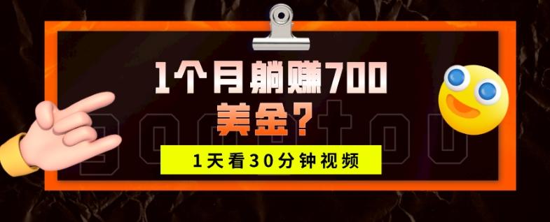 1天看30分钟视频，1个月躺赚700美金？-云创智库