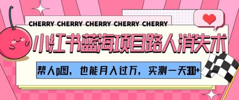 小红书蓝海项目路人消失术，帮人p图，也能月入过万，实测一天300+【揭秘】-云创智库