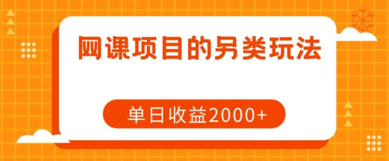 网课项目的另类玩法，单日收益2000+【揭秘】-云创智库
