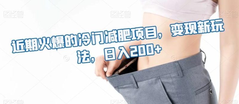 近期火爆的冷门减肥项目，变现新玩法，日入200+-云创智库