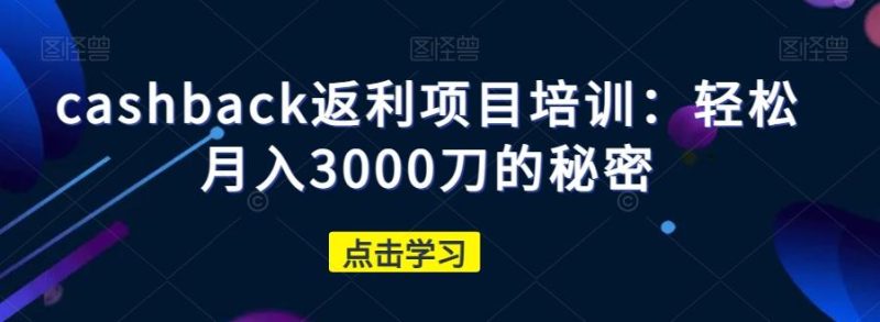 cashback返利项目培训：轻松月入3000刀的秘密-云创智库