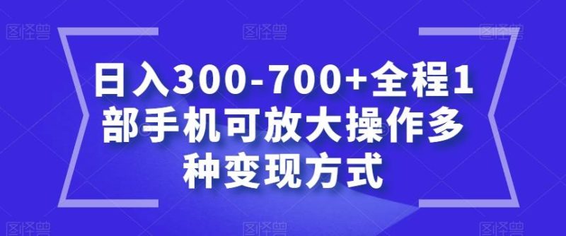日入300-700+全程1部手机可放大操作多种变现方式【揭秘】-云创智库
