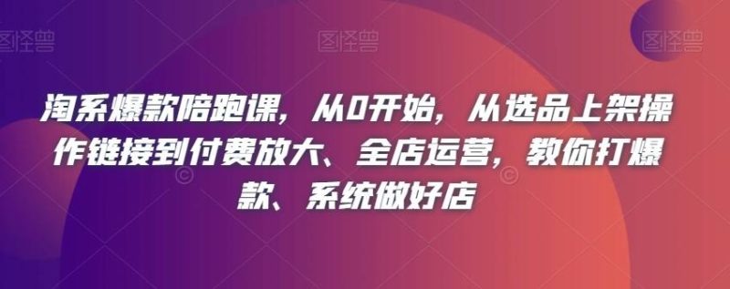 淘系爆款陪跑课，从0开始，从选品上架操作链接到付费放大、全店运营，教你打爆款、系统做好店-云创智库