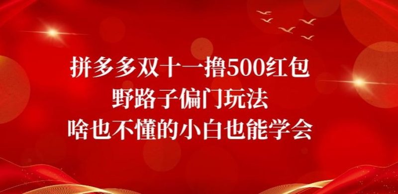 拼多多双十一撸500红包野路子偏门玩法，啥也不懂的小白也能学会【揭秘】-云创智库