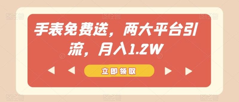 手表免费送，两大平台引流，月入1.2W【揭秘】-云创智库
