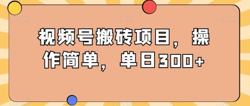视频号搬砖项目，操作简单，单日300+-云创智库