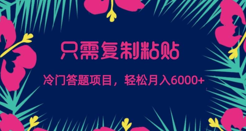 只需复制粘贴，冷门答题项目，轻松月入6000-云创智库