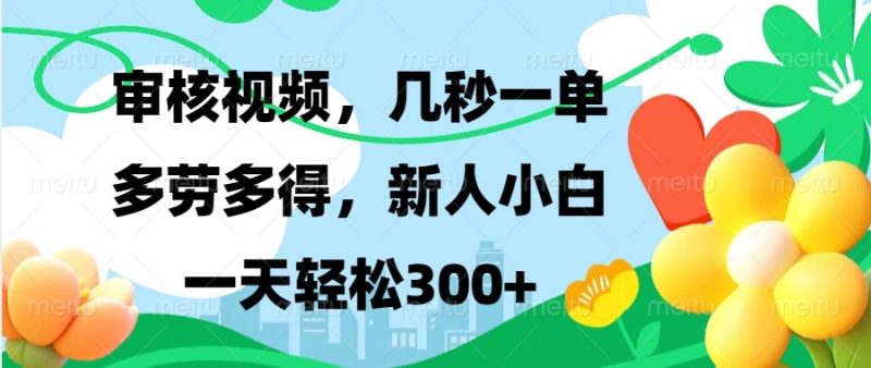 审核视频，几秒一单，多劳多得，新人小白一天轻松300+-云创智库