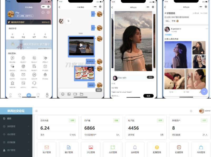 最新社交论坛交友发帖系统源码 前后端分离 H5、微信小程序、APP端-云创智库