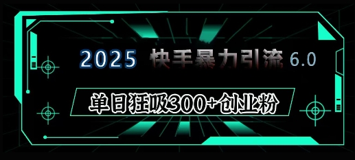 2025年快手6.0保姆级教程震撼来袭，单日狂吸300+精准创业粉-云创智库