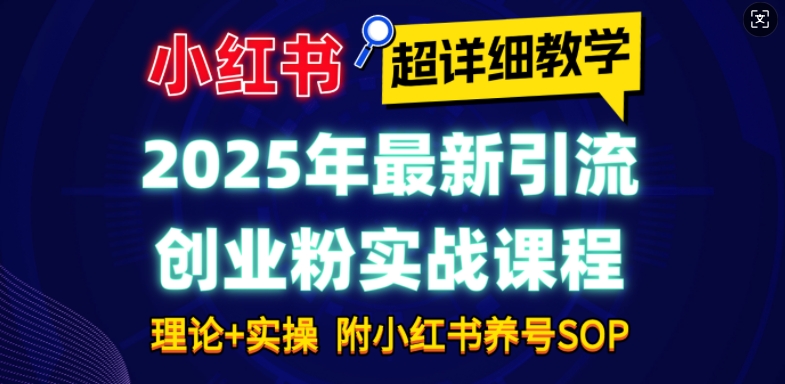 2025年最新小红书引流创业粉实战课程【超详细教学】小白轻松上手，月入1W+，附小红书养号SOP-云创智库