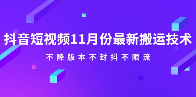 （2141期）抖音短视频11月份最新搬运技术，不降版本不封抖不限流！【视频课程】-云创智库