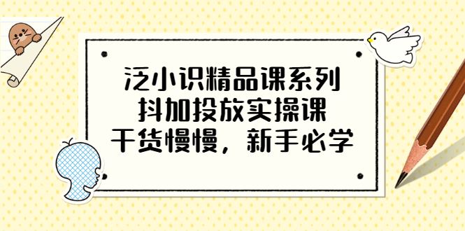 （3190期）泛小识精品课系列：抖加投放实操课，干货慢慢，新手必学（12节视频课）-云创智库
