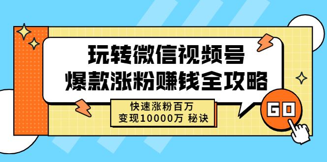 （2465期）玩转微信视频号爆款涨粉赚钱全攻略，快速涨粉百万 变现10000万 秘诀-云创智库