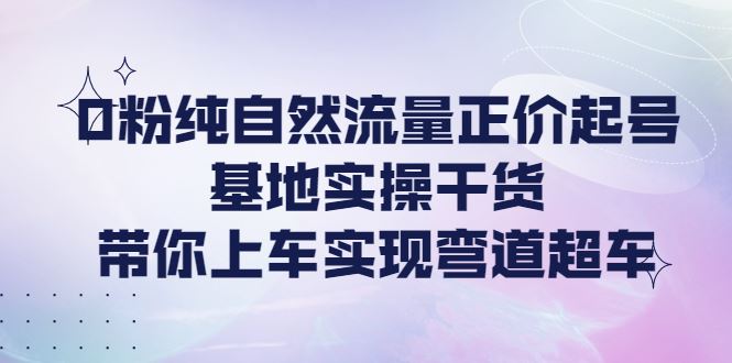 （4075期）0粉纯自然流量正价起号基地实操干货，带你上车实现弯道超车-云创智库