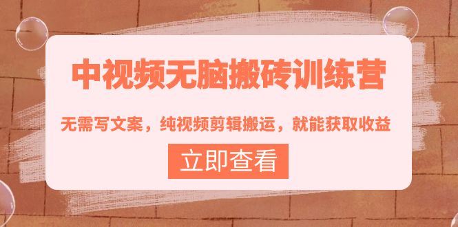 （3878期）中视频无脑搬砖训练营：无需写文案，纯视频剪辑搬运，就能获取收益！-云创智库