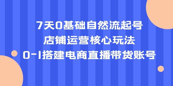 （5350期）7天0基础自然流起号，店铺运营核心玩法，0-1搭建电商直播带货账号-云创智库