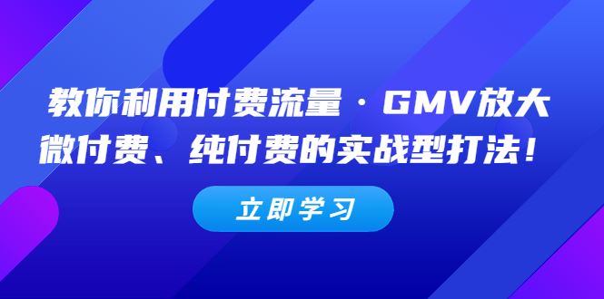 （5106期）教你利用付费流量·GMV放大，微付费、纯付费的实战型打法！-云创智库