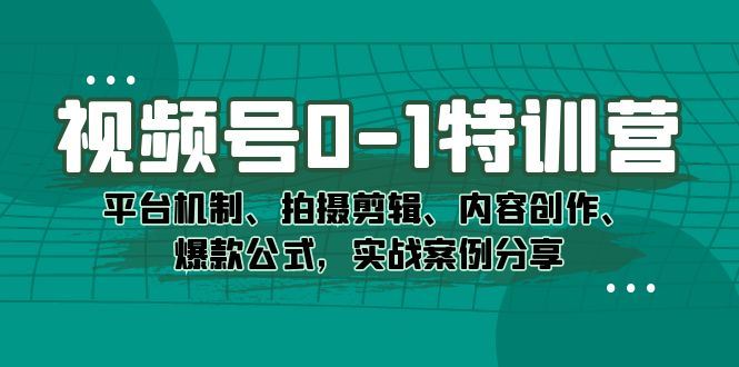 （7373期）视频号0-1特训营：平台机制、拍摄剪辑、内容创作、爆款公式，实战案例分享-云创智库