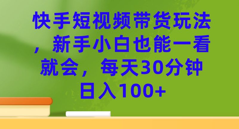 （7286期）快手短视频带货玩法，新手小白也能一看就会，每天30分钟日入100+-云创智库